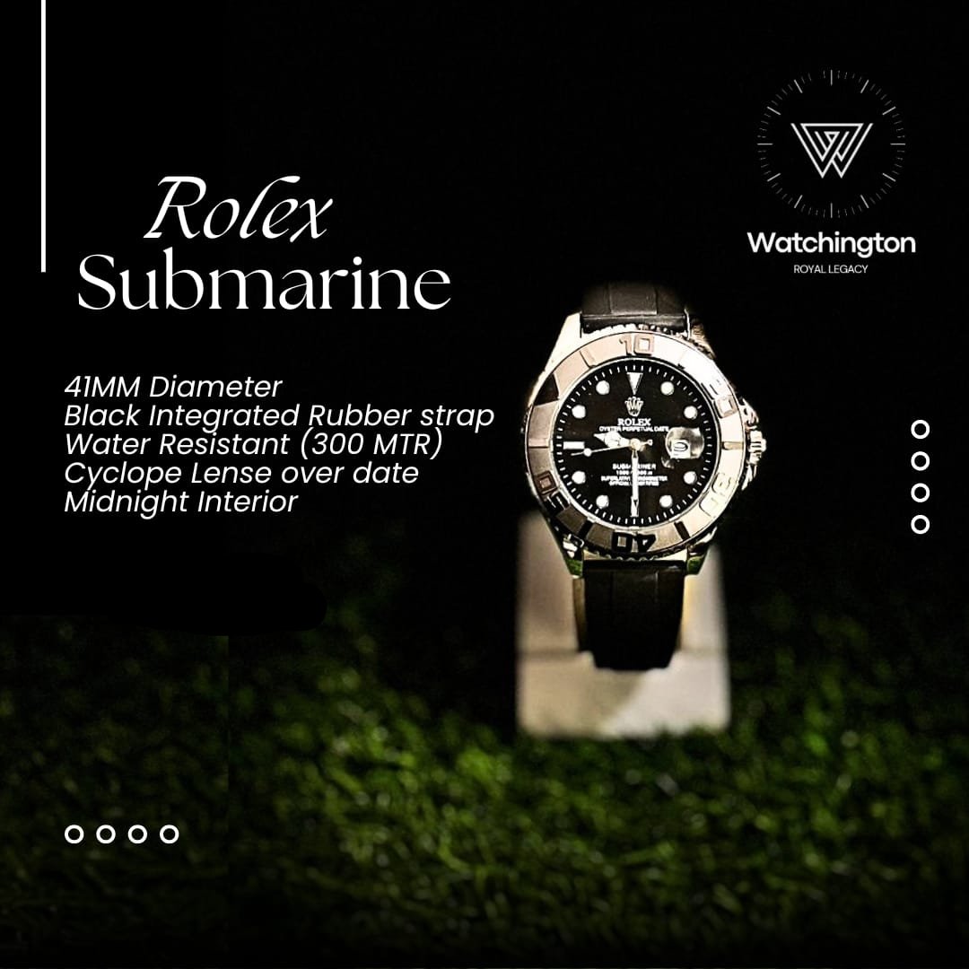 ROLEX SUBMARINE 41 MM DIAMETRE BLACK INTEGRATED RUBBER STRAP